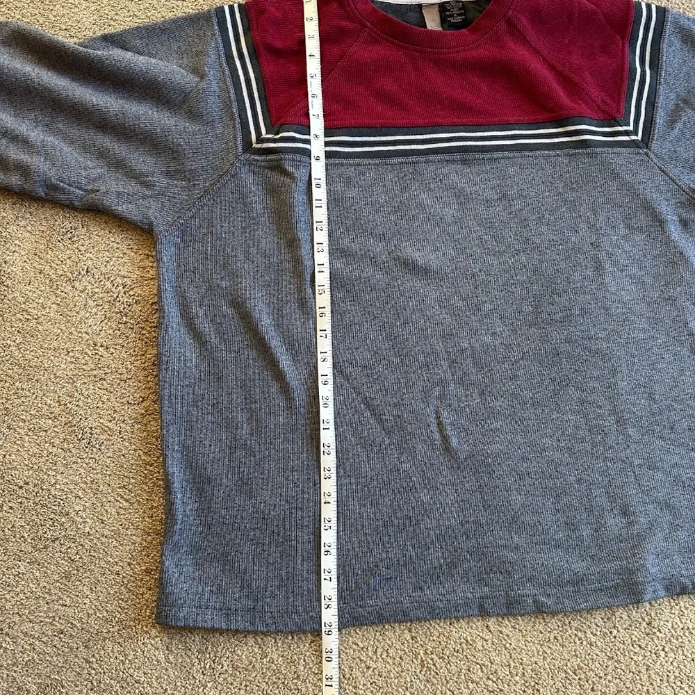Extreme Gear Men’s Red & Gray Striped Thermal Shirt – Size XL -Vintage Y2K / 90s - Picture 5 of 6